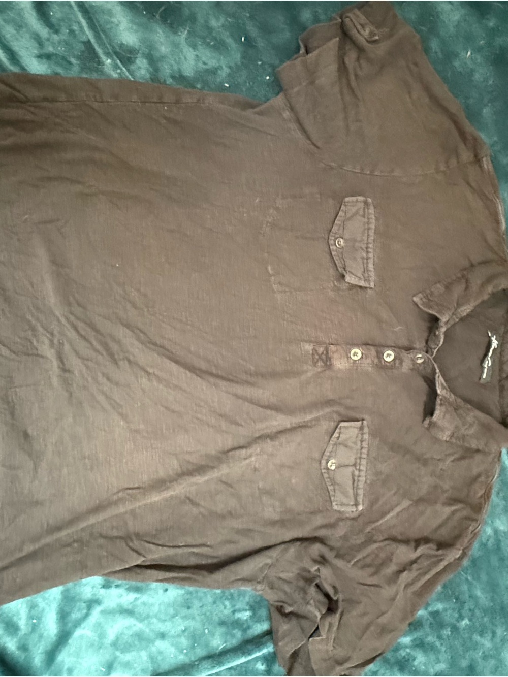 Kenneth Cole Black Short-Sleeve Polo Shirt with Chest Pockets (XXL)